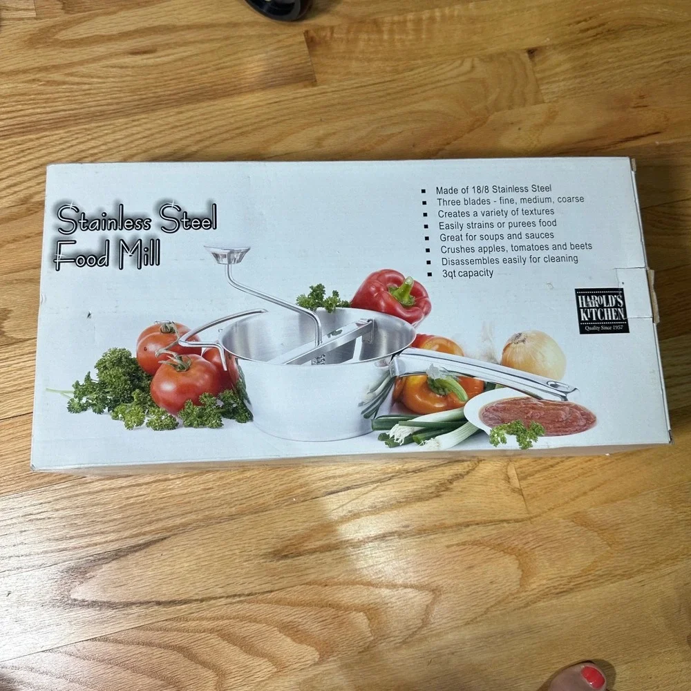 Stainless Steel Food Mill Harold Import 3qt 3 Blades 4603 Harolds Kitchen Silver